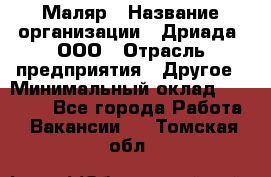 Маляр › Название организации ­ Дриада, ООО › Отрасль предприятия ­ Другое › Минимальный оклад ­ 18 000 - Все города Работа » Вакансии   . Томская обл.